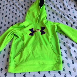 neon green under armour sweatshirt